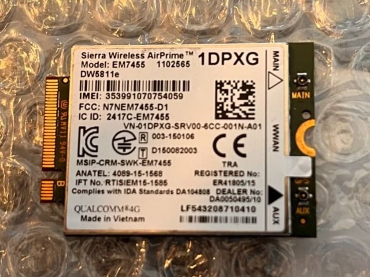 Scheda modulare 4G EM7455 LTE WiFi NGFF M2 per Dell Latitude