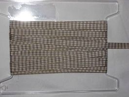 Karoband Polyester taupe/weiss 1cm breit