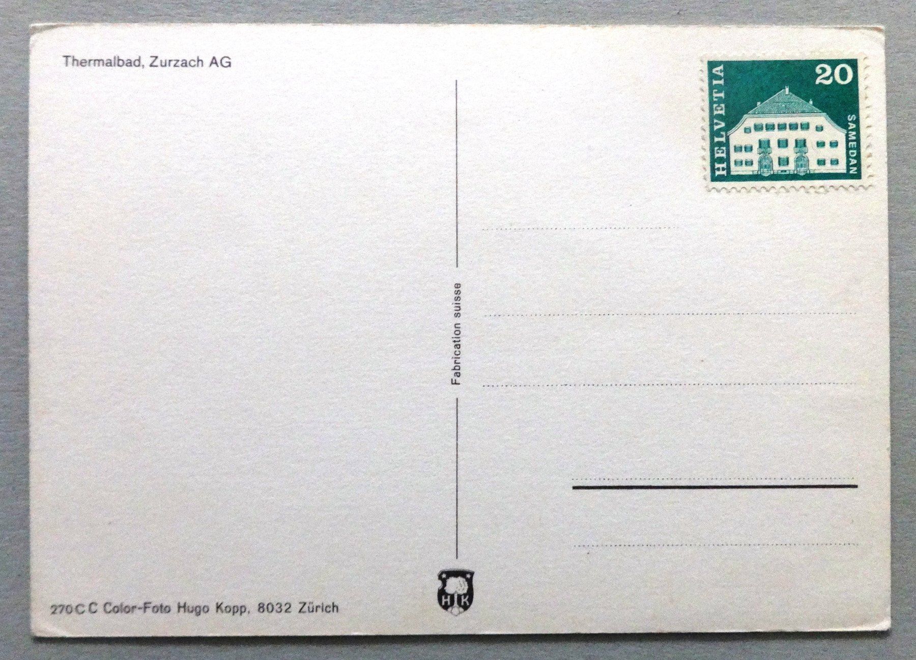 Cartoline postali: Thermalbad Zurzach AG – Usato da Fétigny venduto da Billy2miny 1