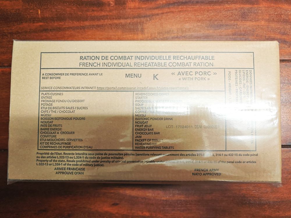 Rations de combat MRE (Meals, Ready-to-Eat