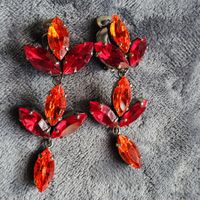 Vintage STIKKELORUM Handmade rote Strass Ohrclips
