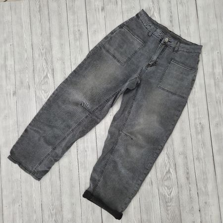 Graue Barrel Jeans, Grösse L, bequeme Passform