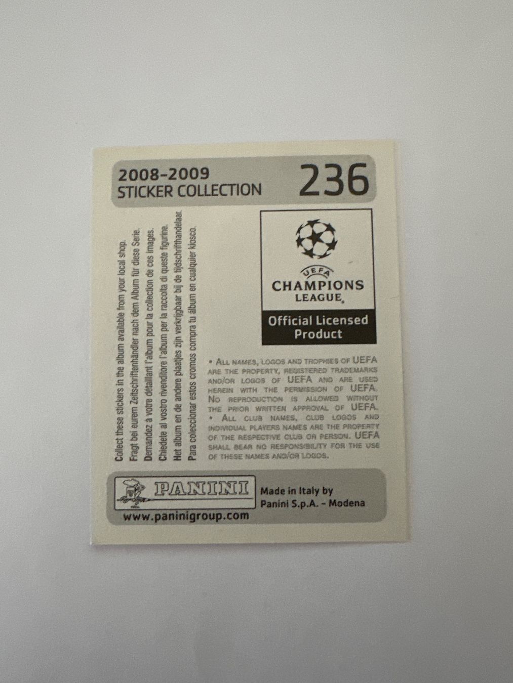 Panini Carte collezionabili: Panini UEFA Champions League 2008-2009 - Nr. 236 – Usato da Sulz AG venduto da DealWerk 1