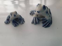 Keramik Fröschchen Weiss und Delfter Blau