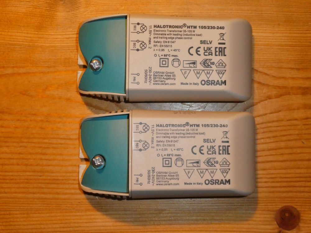 2 x Osram Mouse 70VA 230V Transformator 12V, Halogen/LED