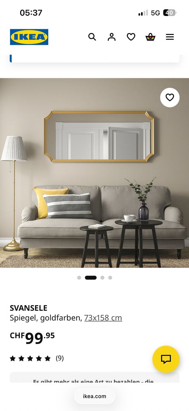 Spiegel: IKEA SVANSELE Spiegel, goldfarben – Gebraucht aus Gerlafingen von sel_dp6y 1