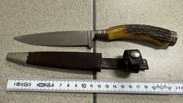 Jagdmesser Hirschhorngriff Solingen Rostfrei Lederscheide