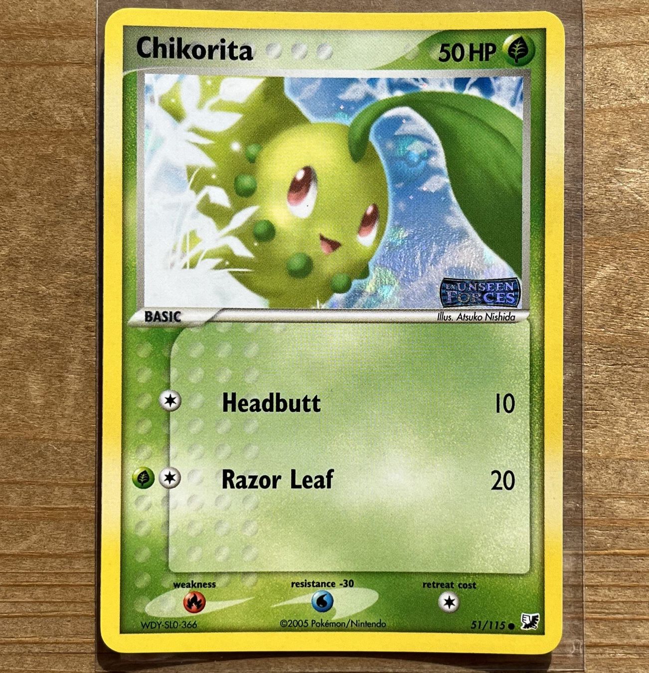 Pokémon Carte collezionabili: Chikorita Ex Unseen Forces 51/115 Reverse Holo – Usato da Dornach venduto da Deco89