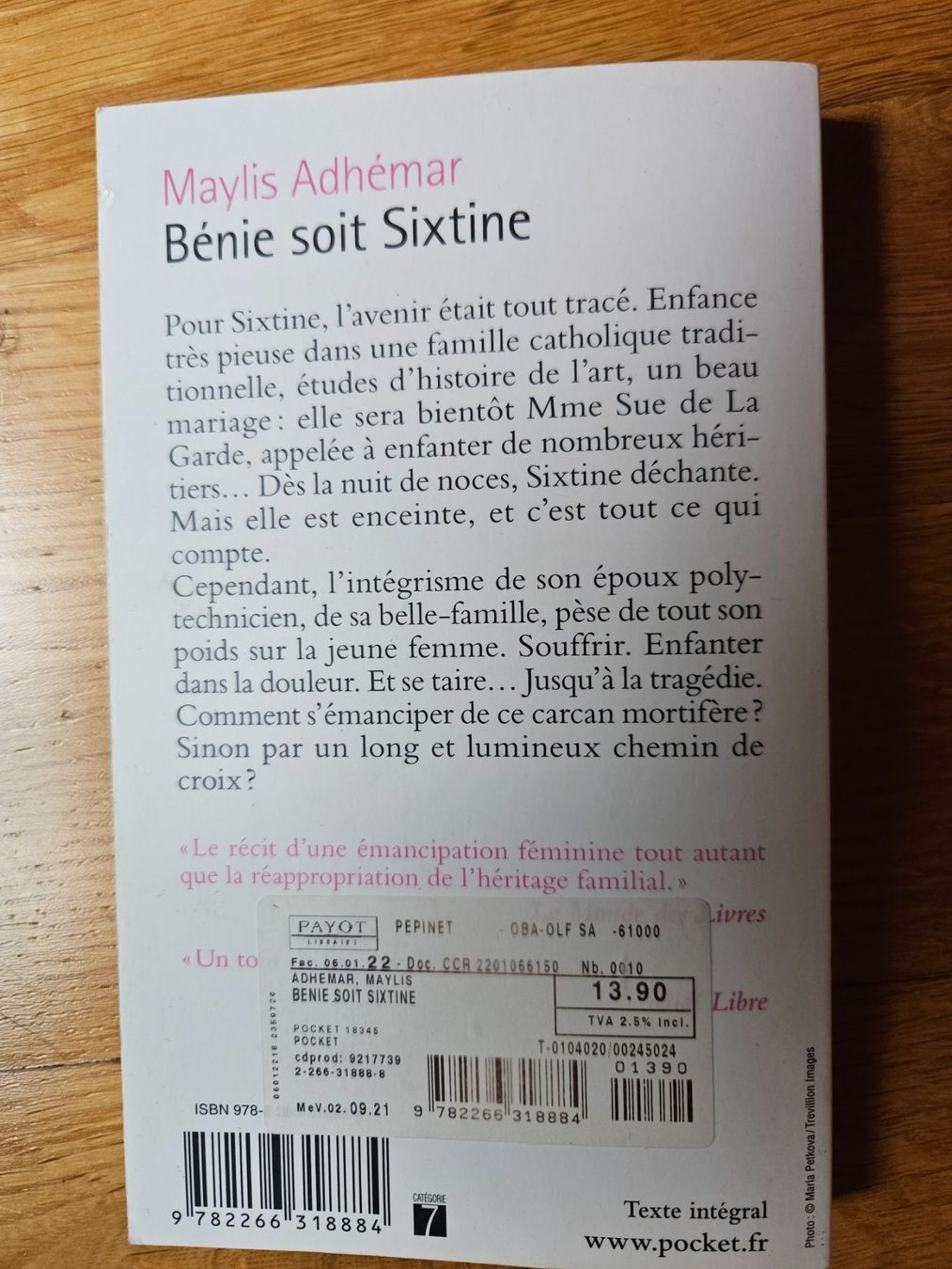 Libri: Bénie soit Sixtine, Maylis Adhémar, Pocket – Usato da Vevey venduto da chr_q9cd 1
