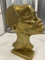 Afrikanische Frauenbüste aus Messing, Vintage Deko 51
