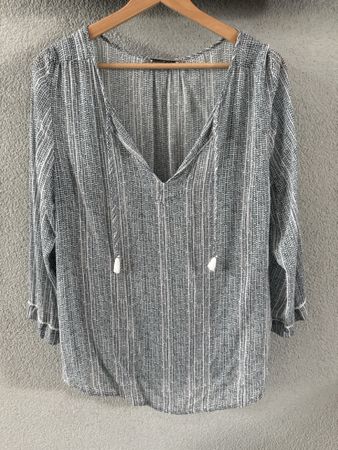 Nile Bluse Damen Grösse M blau, weiss gemustert