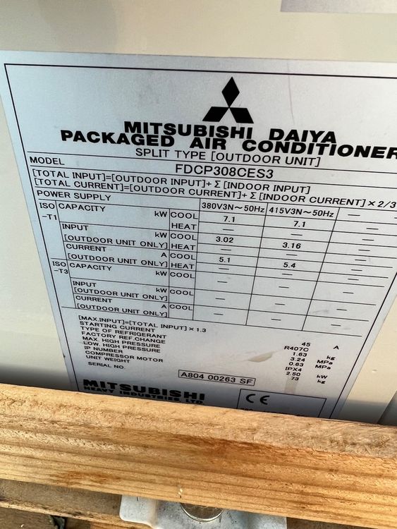 mitsubishi daiya packaged air conditioner