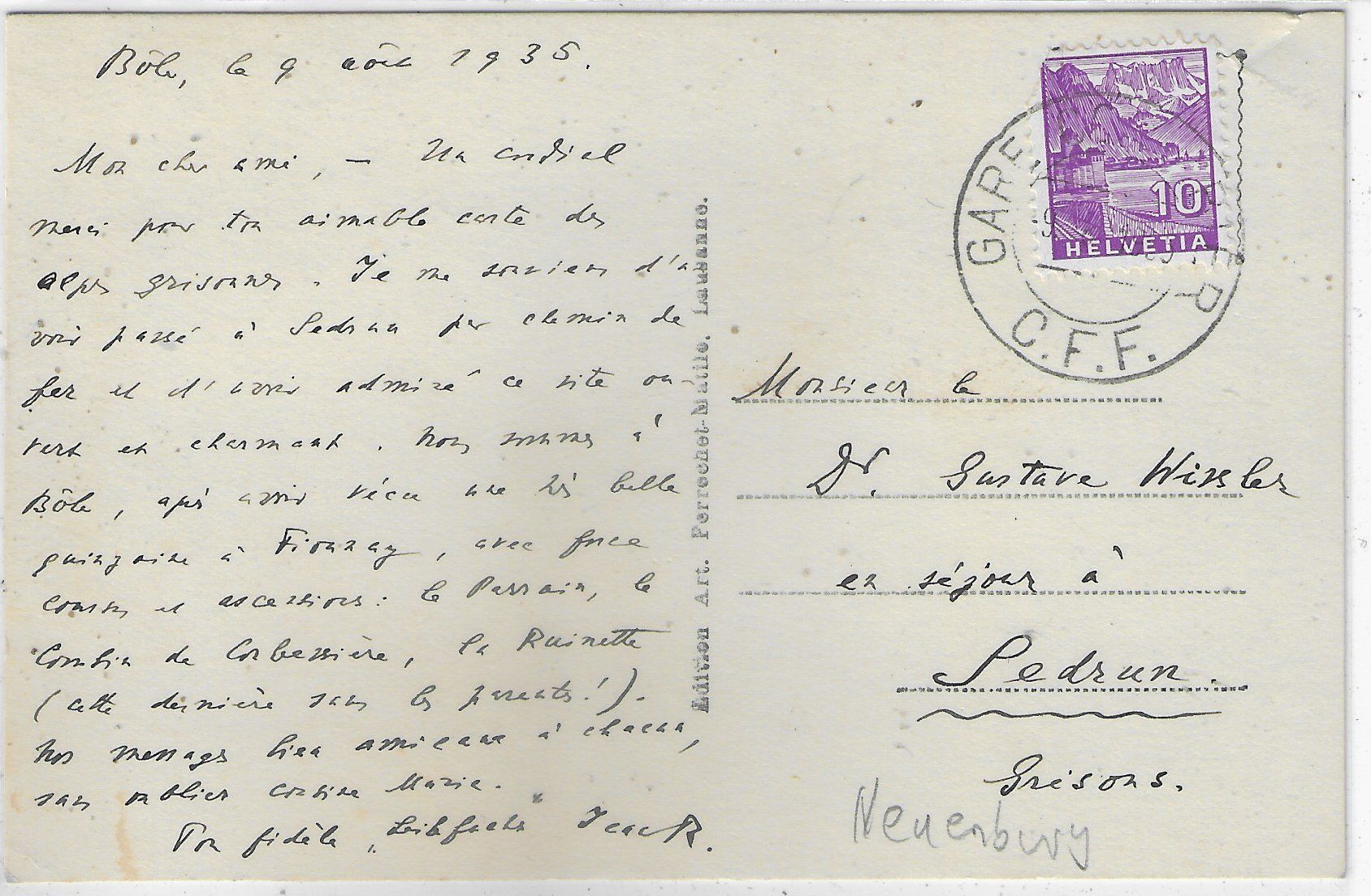 Cartoline postali: Bole et les Alpes – Usato da Ettingen venduto da Kartenplanet 1