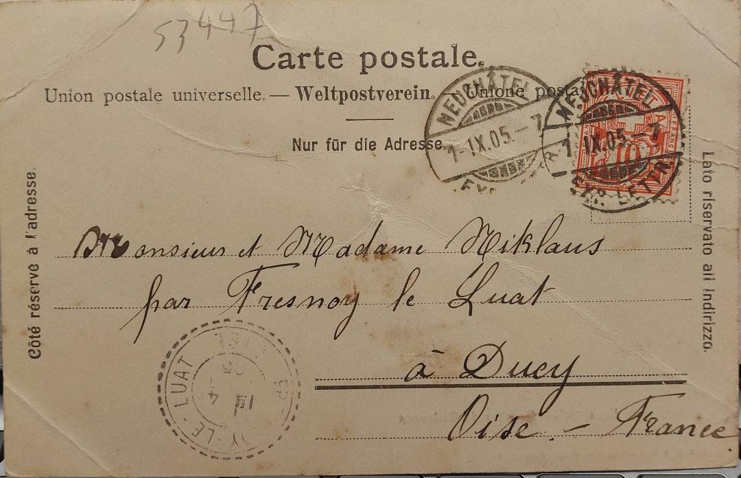 Cartoline postali: NEUCHÂTEL - Quartier de Bellevaux - 1905 – Usato da Delémont venduto da Domdom1 1