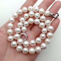 Weiss Lua Perlen Kette Echt 1cm Collier Perle Vrai Halskette