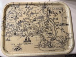 Tablett Camargue Karte retro Vintage Serviertablett