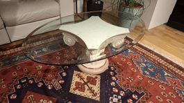 Elegant Glass Coffee Table with Column Base