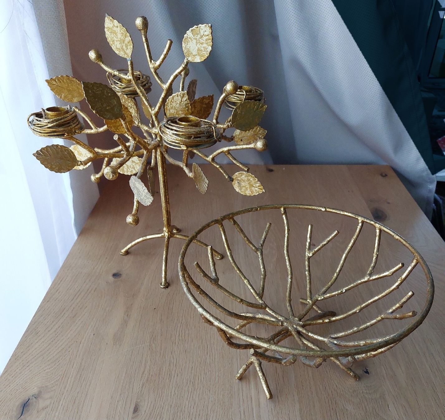 Portacandele: Goldener Kerzenständer Baum mit Schale, Dekoration – Usato da Frasnacht venduto da mar_dv5s