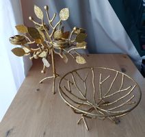 Goldener Kerzenständer Baum mit Schale, Dekoration 