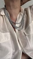 Collana multistrato color argento, chiusura a moschettone, s