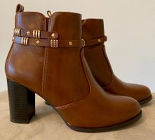 Stiefeletten in Cognac/Braun, Gr. 37