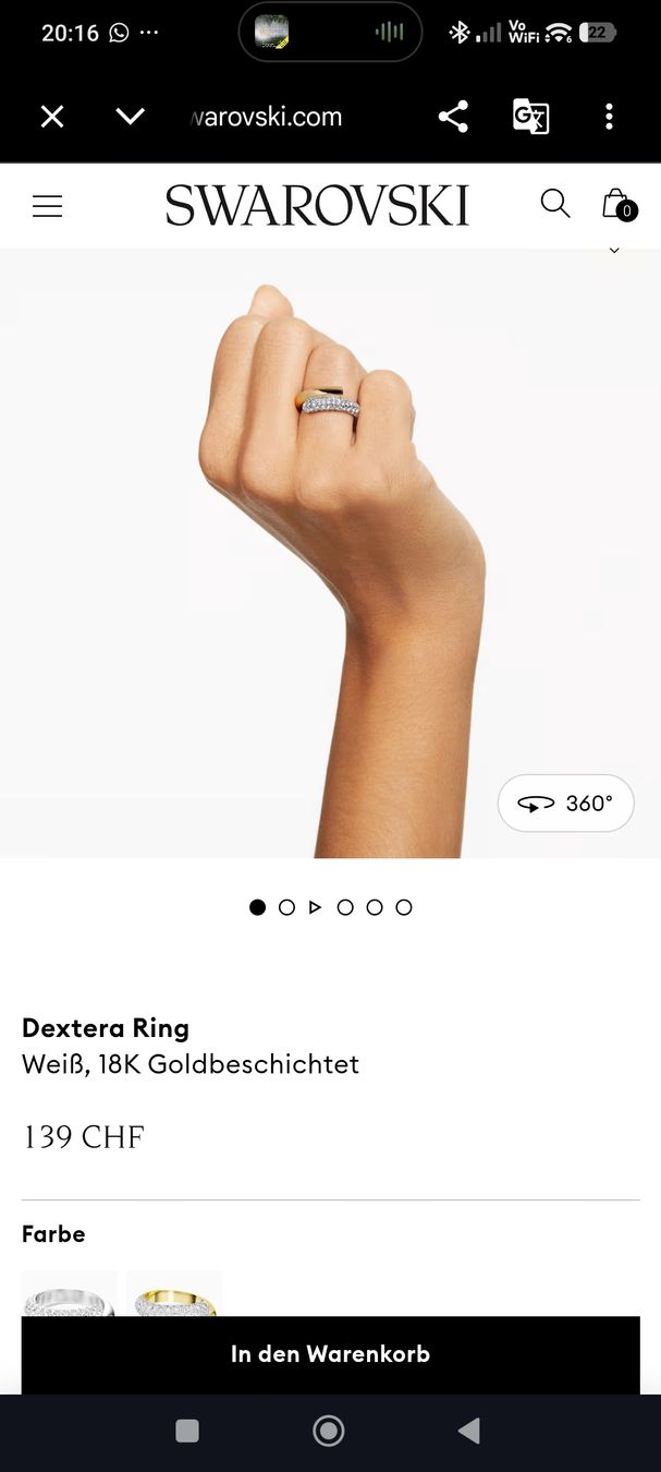 Swarovski Anelli: Damen Ring SwarovskixDEXTER RING ROUND GRösse 58 – Usato da Ballwil venduto da SoniiaMiiranda 3