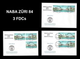 3 FDCs NABA ZÜRI 84