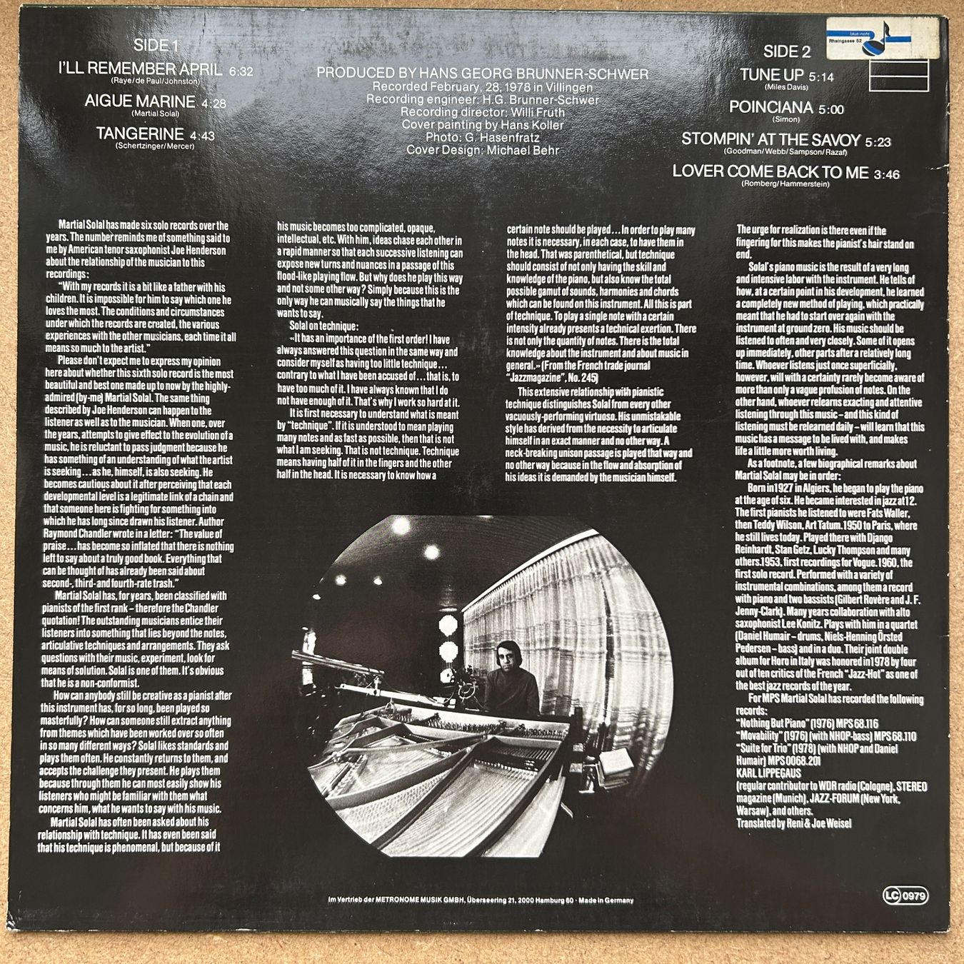 Vinyles: Martial Solal  The Solosolal LP – D'occasion à Lausanne par Pask1 1