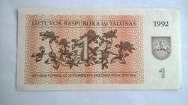 Billet banque Lituanie 1 Talonas série 1992 UNC