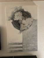 Abstraktes Leinwandbild, 3D Effekt, grau/weiss Töne