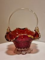 Vintage Murano Glas Korb rot Aventurin