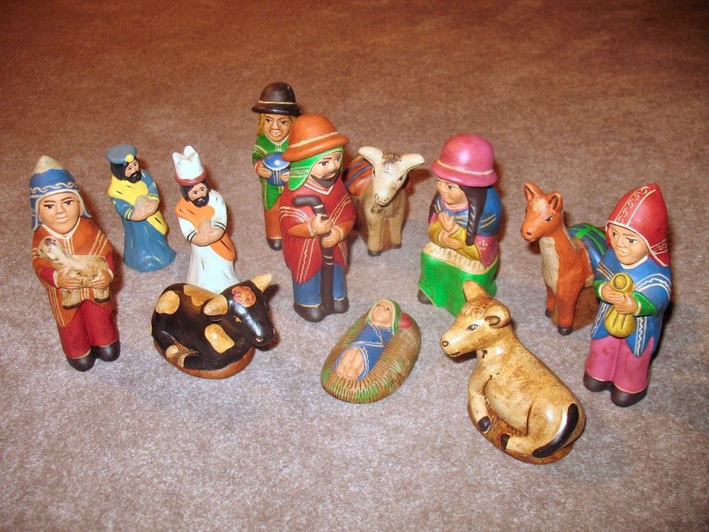 Ton Krippen Figuren aus Peru Weihnachten Südamerika Set B Kaufen auf