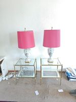 Vintage Nachttischlampen Set, Blumendekor, Top Zustand!