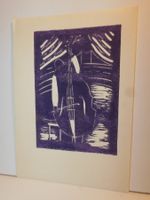 Holzschnitt original alter Holz od Linoleum Bild  30 x 20