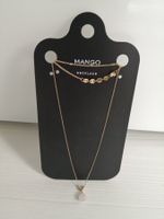 🤩MANGO MEHRSTRÄNGIGE HALSKETTE GOLD & ROSA STEIN NEU