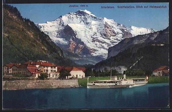Cartoline postali: Interlaken, Schiffstation mit Blick auf  – Usato da Berlin venduto da bartko-reher