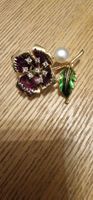 Art Deco Blumen Brosche mit echte Perlen