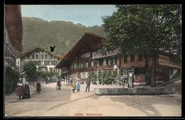 AK Wilderswyl, Platz mit Brunnen und Häusern