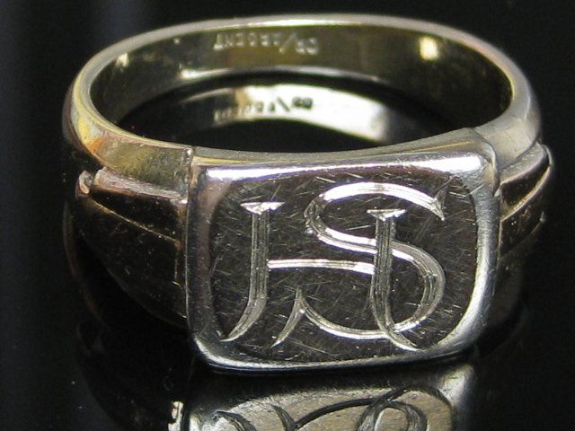 Anelli: Antik Ring Silber geprüft teilvergoldet Monogramm SH / Gr.59 – Usato da Ermatingen venduto da Decovin 2