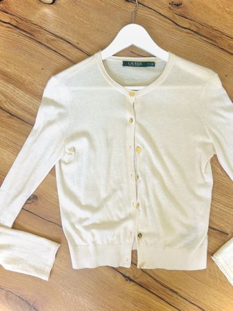 Leichte Strickjacke Lauren Ralph Lauren Grösse S cremefarbe