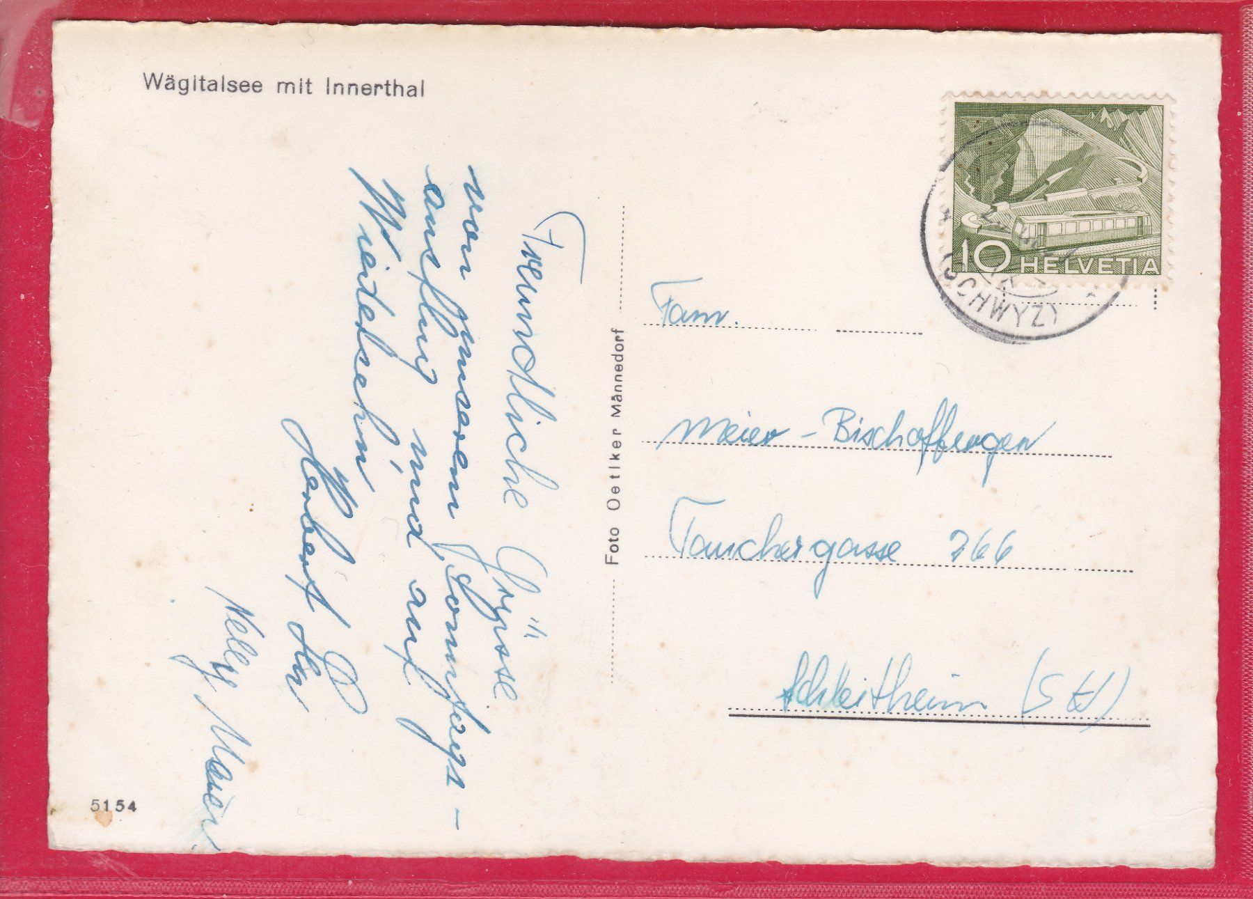 Cartes postales: WÄGITALSEE MIT INNERTHAL, – D'occasion à Oberrieden par Gebirgsstelze 1