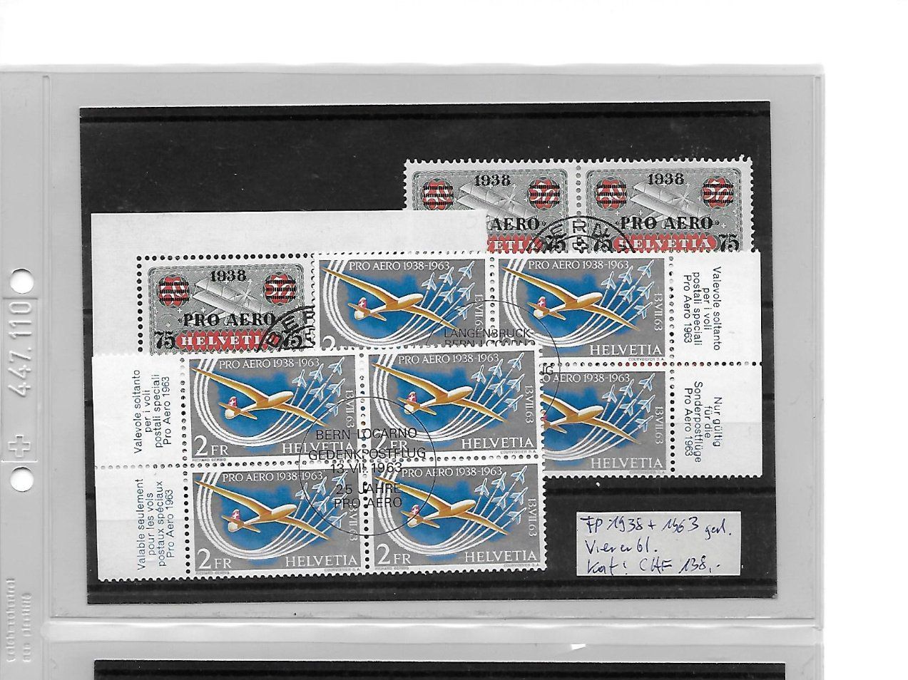 Tutti i francobolli: FP 1938 + 1963 gest. Viererbl. Kat: CHF 138.- – Usato da Basel venduto da Ilp