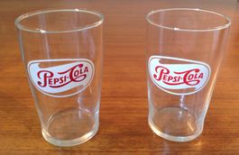 2 vintage verre Pepsi cola  / alte Pepsi gläser 50's