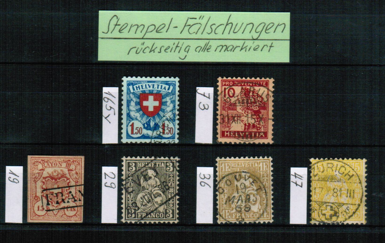Alle Briefmarken: STEMPEL FÄLSCHUNGEN - alle markiert – Gebraucht aus Bern von peri02
