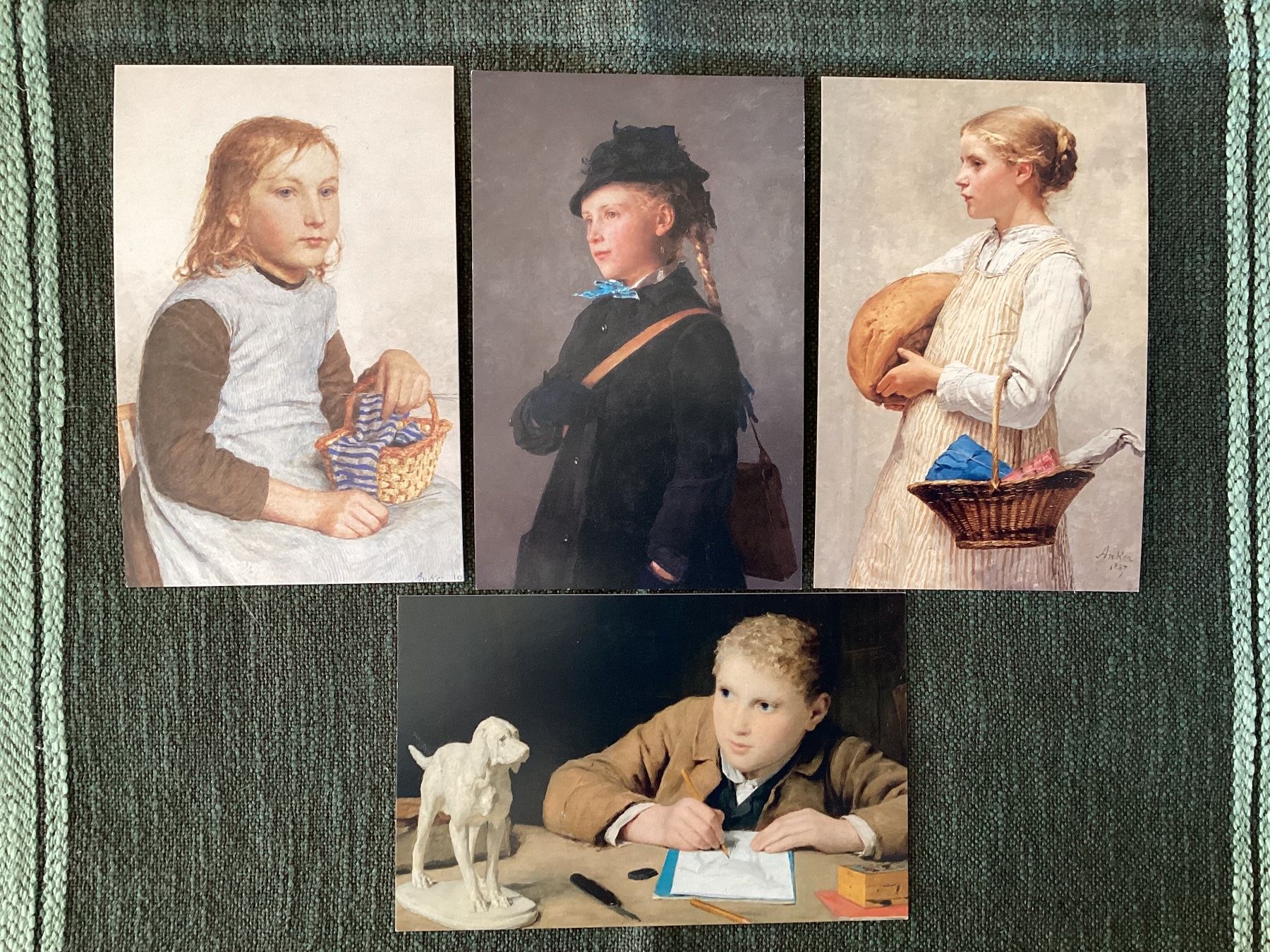 Ansichtskarten: Albert Anker, Postkarten, 4 Sujets – Gebraucht aus Mörschwil von Monzar