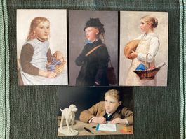 Albert Anker, Postkarten, 4 Sujets