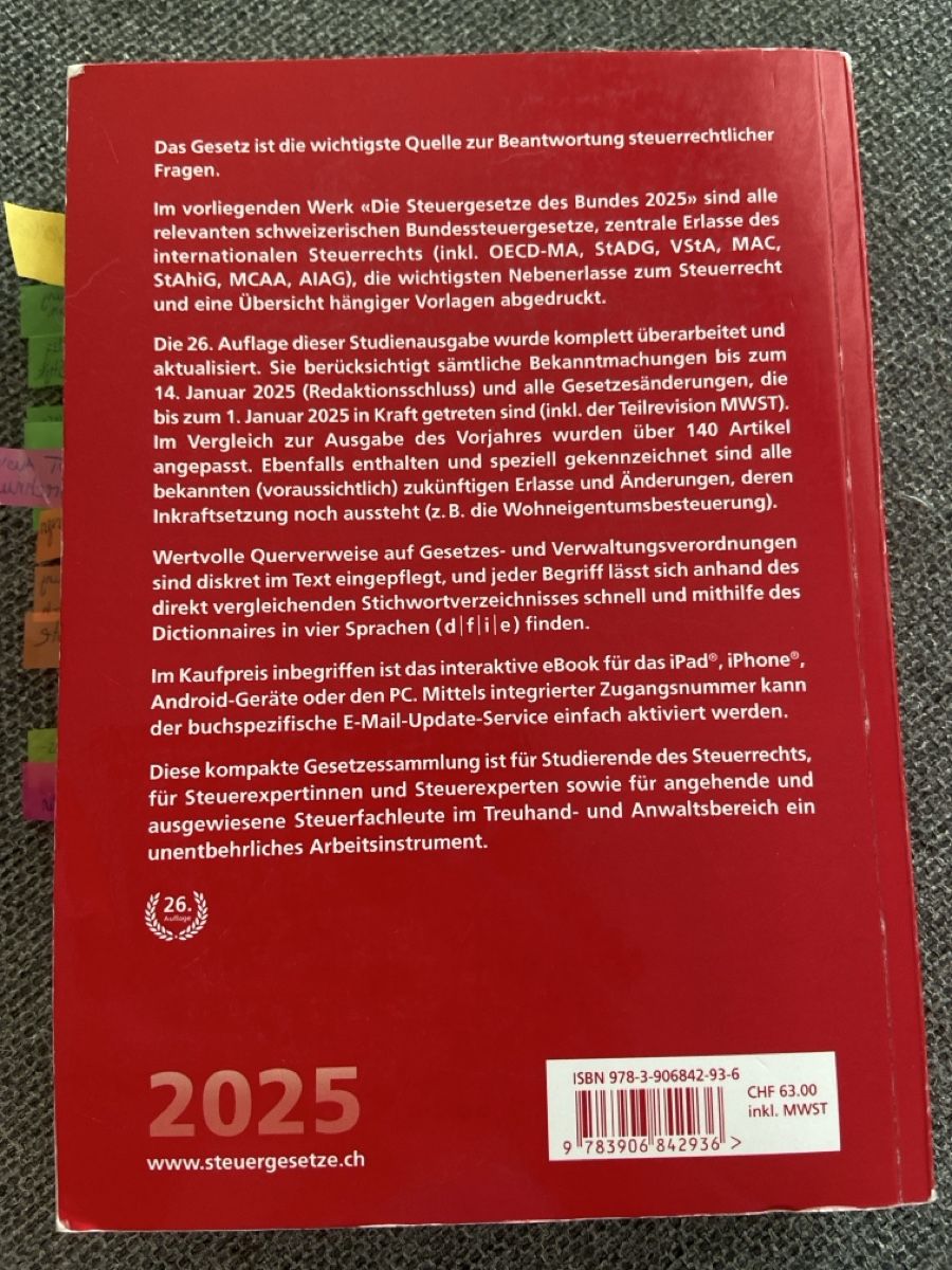 Libri: Die Steuergesetze des Bundes 2025 – Usato da Eschenbach LU venduto da syle1985 1