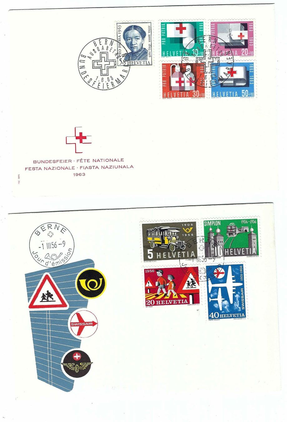 Alle Briefmarken: 6 FDC 1956 - 1963 ci – Gebraucht aus Aarau von fussball-fussball 2