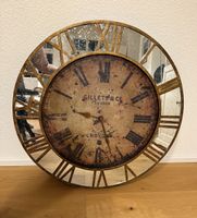 XXL-Wanduhr 71 cm im Vintage-Look mit Spiegel-Elementen