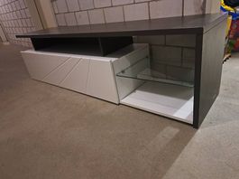 TV Möbel / Schwarz Weiss mit Glas